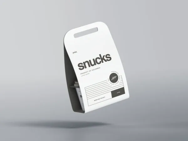 Slightly Visible Coffee Cup Inside a Cardboard Packaging Bag Mockup 1