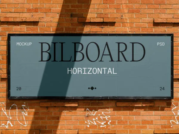 Small Billboard on Brick Wall Mockup 1