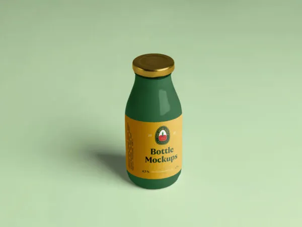 Small Glass Juice Bottle Mockup 1