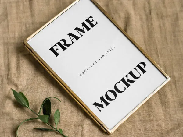 Small Golden Frame Mockup in Perspective Vision 1