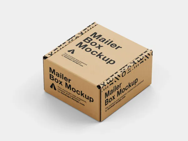 Small Mailer Box Mockup in 4 Different Visions 1