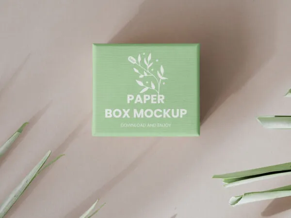 Small Paper Gift Box Mockup in Top Vision 1