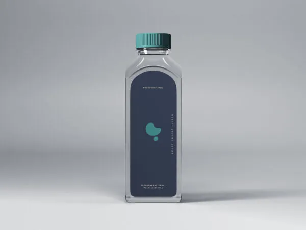 Small Plastic Transparent Liquid Bottle Mockup 1