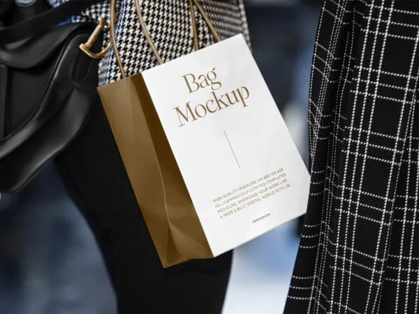 Small Shopping Bag Mockup in Perspective View 1