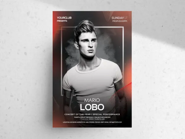 Smokey Black and White Music Event Flyer Template 1