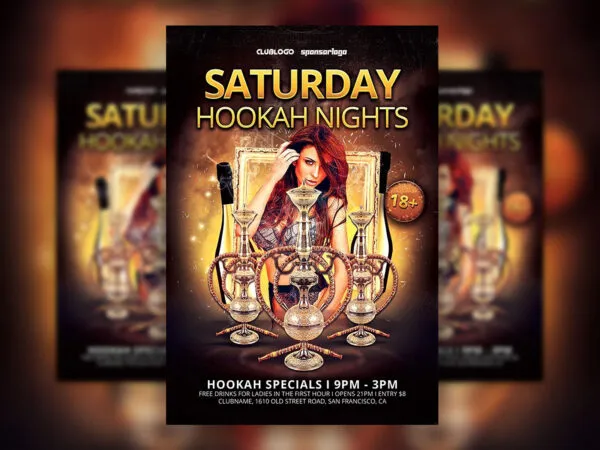 Smoky Elegant Hookah Party Flyer Template 1