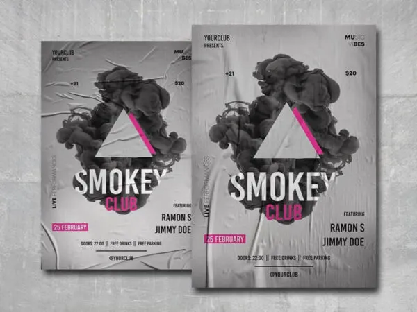 Smoky Mysterious Party Club Flyer Template 1
