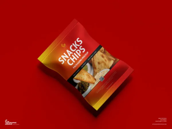 Snacks Chips Packaging Mockup from Top View 1