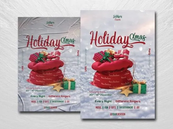 Snowy Christmas Holiday Party Flyer Template 1