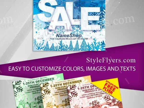 Snowy Illustrative Winter Sale Event Flyer Template 1