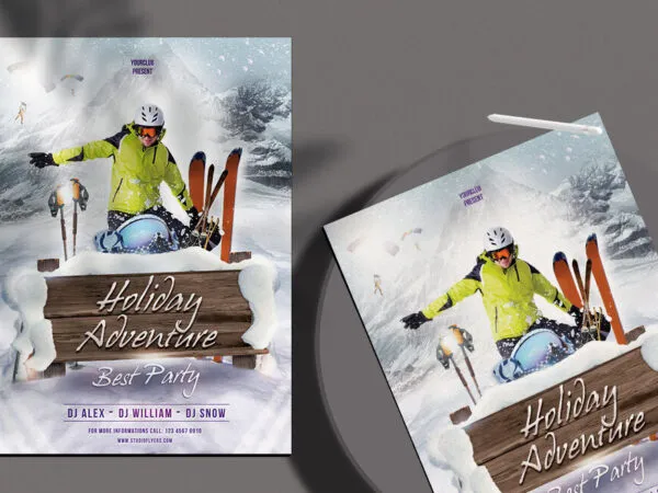Snowy Modern Holiday Flyer Template 1