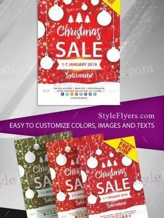 Snowy Ornamental Christmas Sale Flyer Template 1