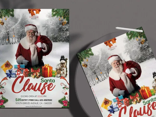 Snowy Santa Clause Christmas Flyer Template 1