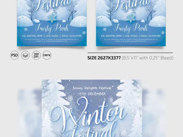 Snowy Winter Festival Flyer Instagram Post Template 1