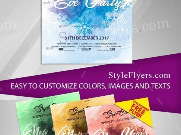 Snowy Winter New Years Eve Party Flyer Template 1