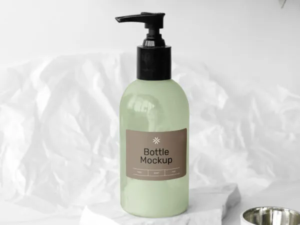 Soap Bottle on a Stone Mockup 1