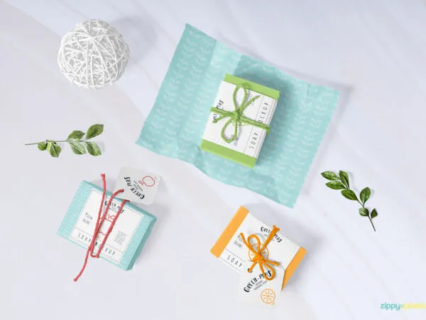 Soap Packaging Mockup with Strings Tied Around it 1