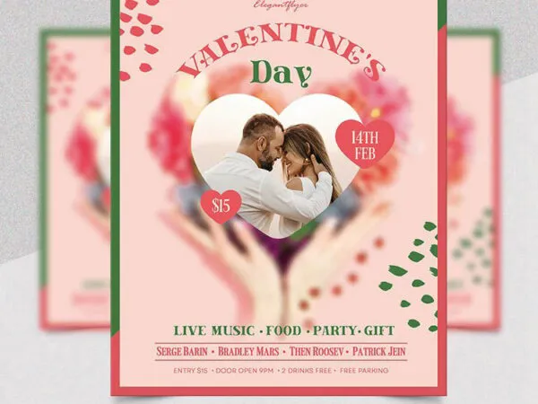 Soft Pink Valentines Day Flyer Template 1