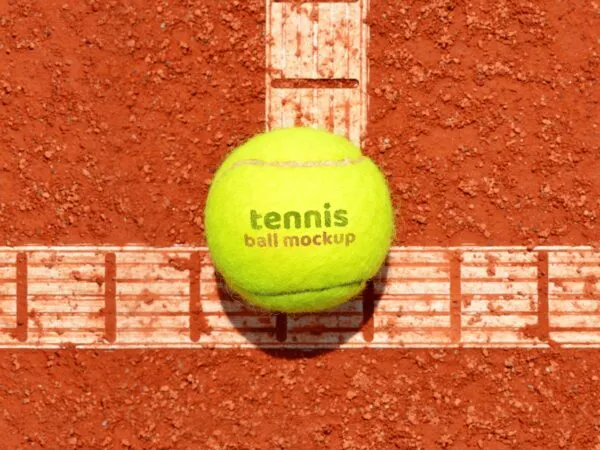 Soft Tennis Ball Logo on a Clay Court Mockup 1