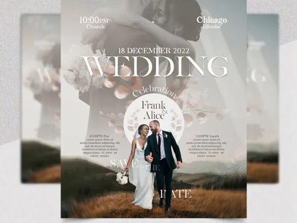 Soft White Wedding Day Flyer Template 1