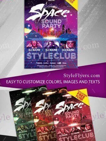 Space Sparkly Music Party Flyer Template 1