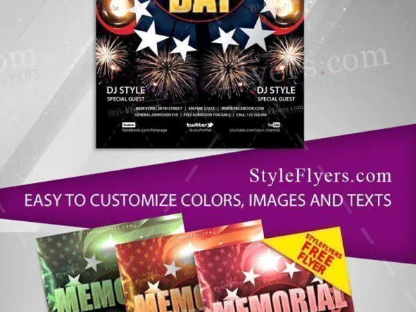 Sparkle Bold Circle Memorial Day Flyer Template 1