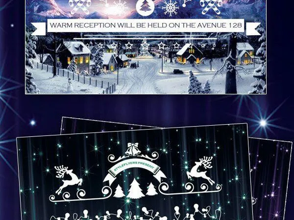 Sparkle Elegant Christmas Dinner Invitation Flyer Template 1