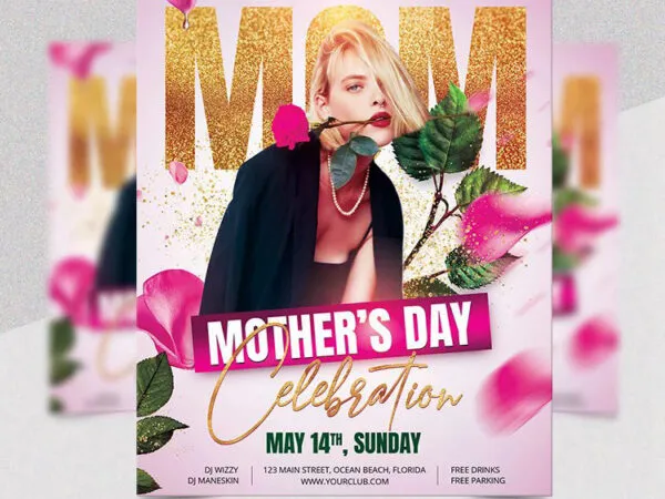 Sparkle Illustrative Mothers Day Flyer Template 1
