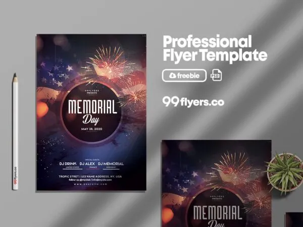 Sparkle Memorial Day Event Flyer Template 1