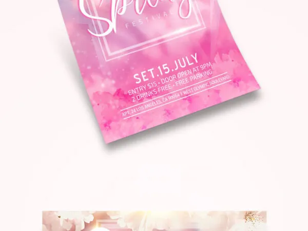 Sparkle Pink Spring Festival Flyer Template 1