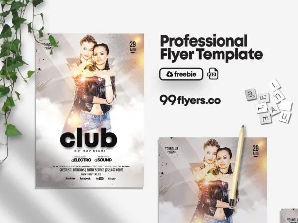 Sparkle White Club Party Night Flyer Template 1