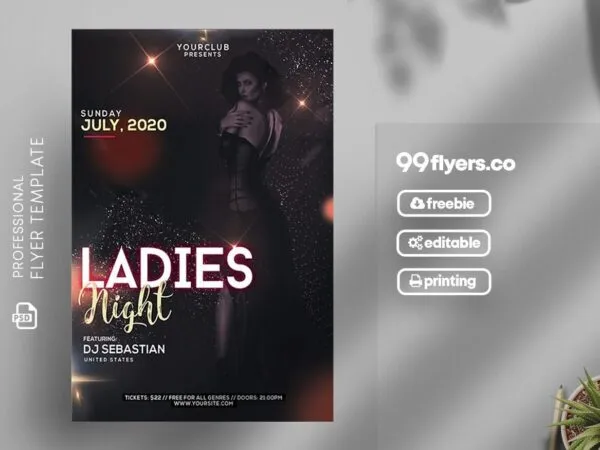 Sparkling Modern Ladies Nightclub Flyer Template 1