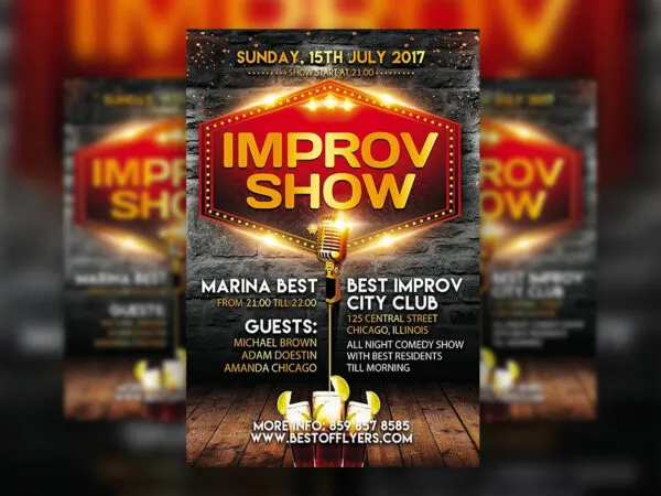 Sparkling Retro Improv Show Flyer Template 1