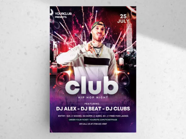 Sparkling Urban Modern Hip Hop Party Flyer Template 1