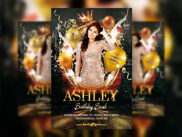 Sparkly Birthday Party Flyer Template 1