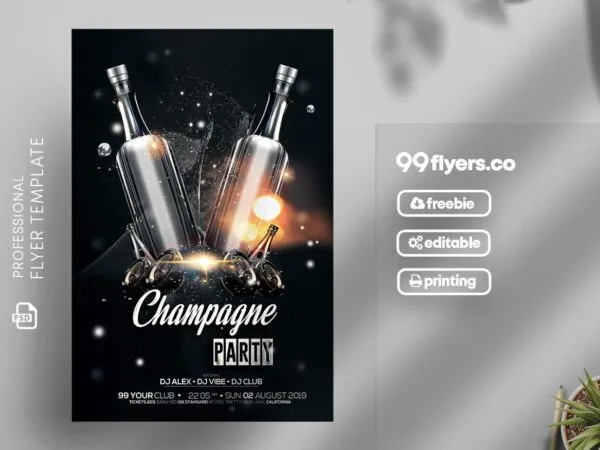 Sparkly Black Party Flyer Template 1