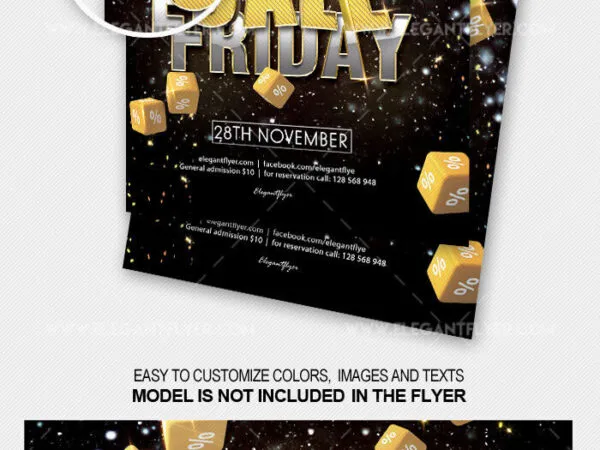 Sparkly Bold Black Friday Sale Flyer and Facebook Cover Templates 1
