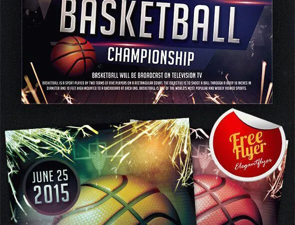 Sparkly Border Basketball Flyer Template and Facebook Cover 1