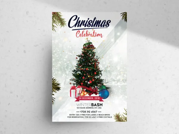Sparkly Border Christmas Celebration Flyer Template 1