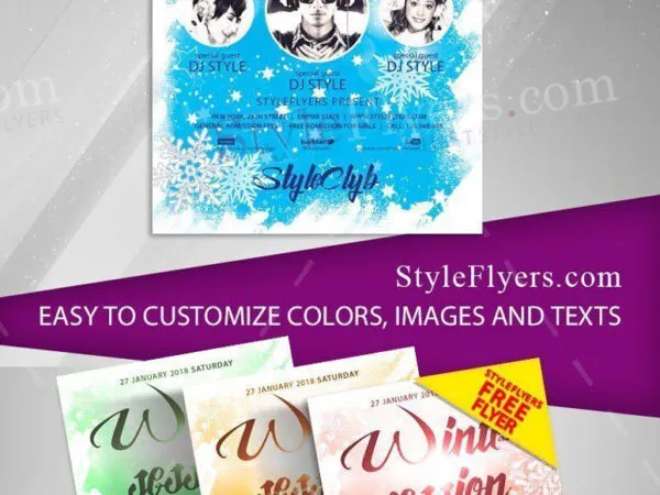 Sparkly Border Winter Party Flyer Template 1