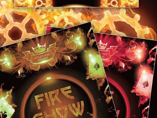 Sparkly Circle Border Fire Party Flyer Template 1