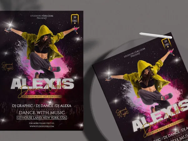 Sparkly Dance Party Flyer Template 1