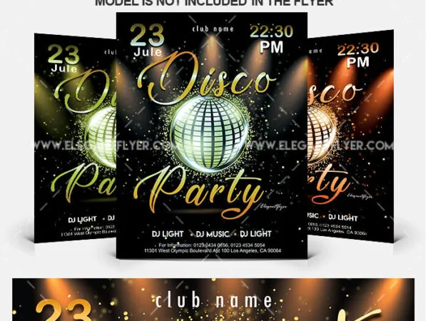 Sparkly Elegant Disco Party Flyer Template 1