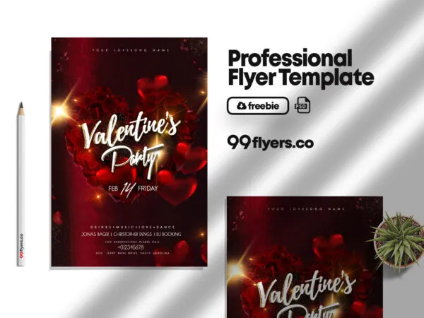 Sparkly Elegant Valentines Day Flyer Template 1