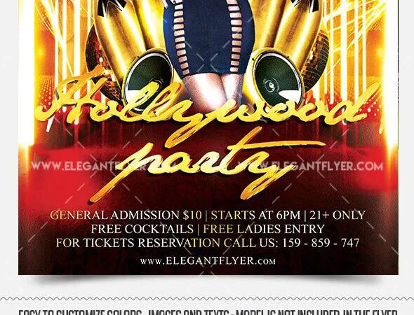 Sparkly Golden Party Flyer Template and Facebook Cover 1