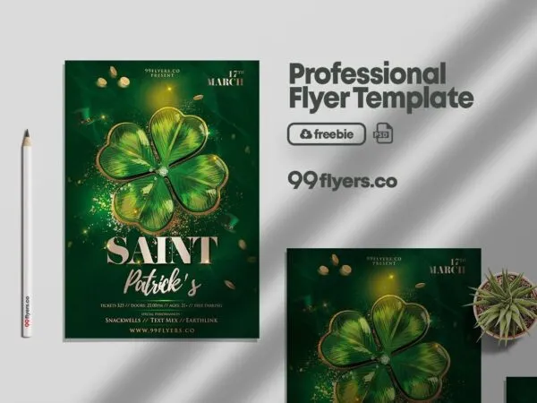 Sparkly Green Saint Patricks Day Flyer Template 1