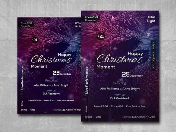 Sparkly Happy Christmas Moment Flyer Template 1