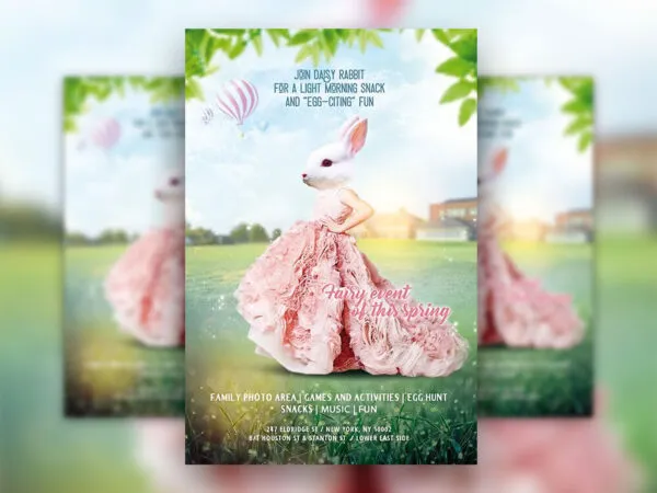 Sparkly Kids Easter Party Flyer Template 1