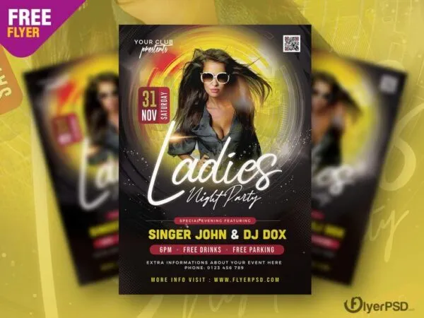 Sparkly Ladies Nightclub Party Flyer Template 1