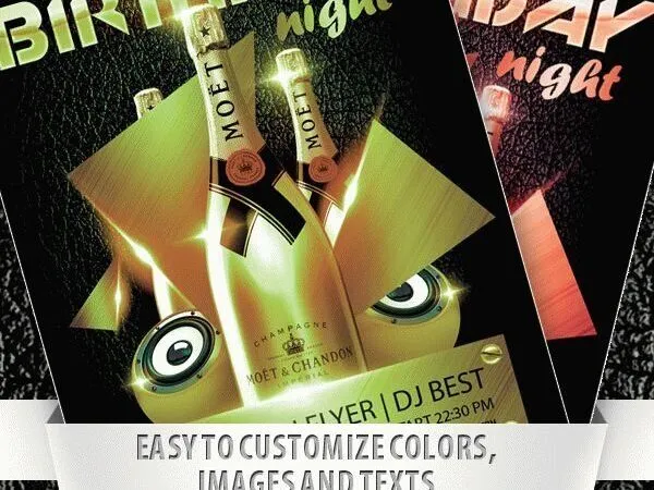 Sparkly Luxurious Nightclub Birthday Party Flyer Template 1